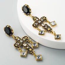 Load image into Gallery viewer, Stone Cross Drop Earrings
