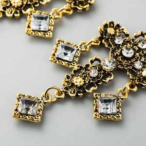 Stone Cross Drop Earrings