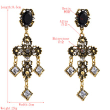 Load image into Gallery viewer, Stone Cross Drop Earrings
