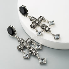Load image into Gallery viewer, Stone Cross Drop Earrings
