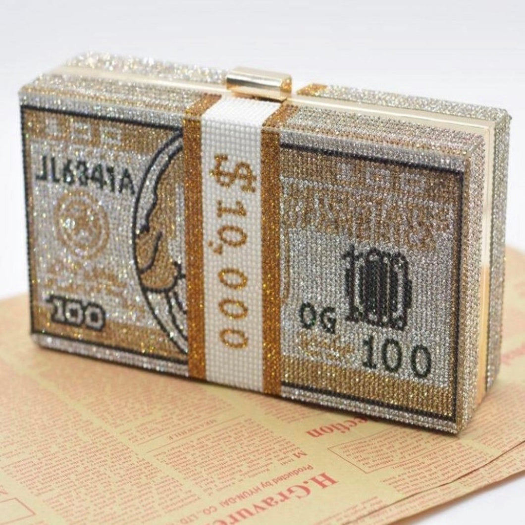 Rhinestone Money Clutch