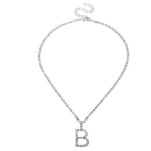 Bling Me Out- Rhinestone Crystal Letter Charm Necklace