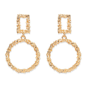 Exaggerated Gold Alloy Dropshaped Earrings