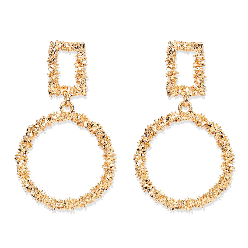 Exaggerated Gold Alloy Dropshaped Earrings