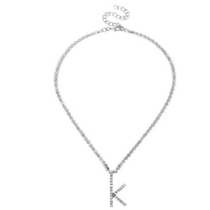 Bling Me Out- Rhinestone Crystal Letter Charm Necklace