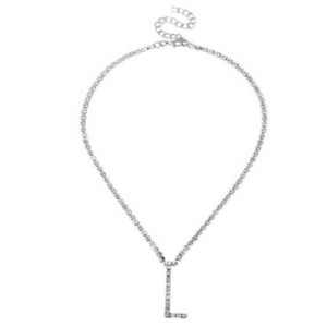 Bling Me Out- Rhinestone Crystal Letter Charm Necklace