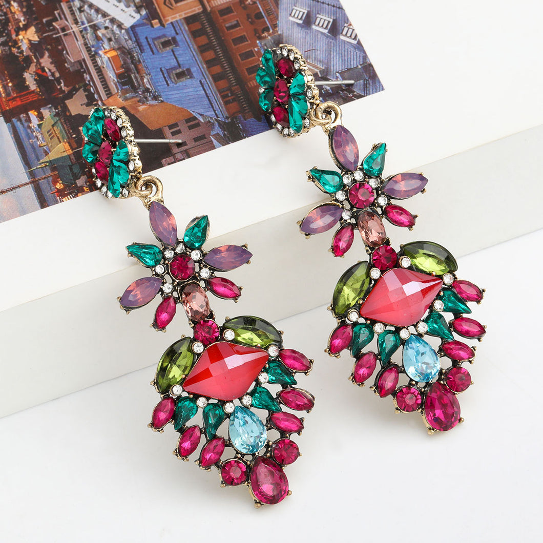 Multicolored Crystal Drop Earrings