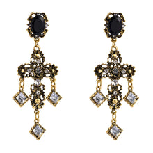 Load image into Gallery viewer, Stone Cross Drop Earrings
