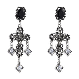 Stone Cross Drop Earrings