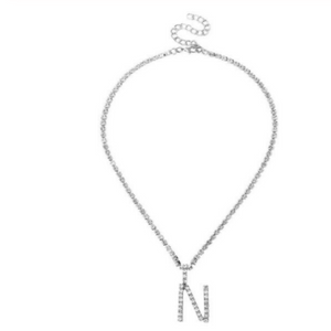 Bling Me Out- Rhinestone Crystal Letter Charm Necklace