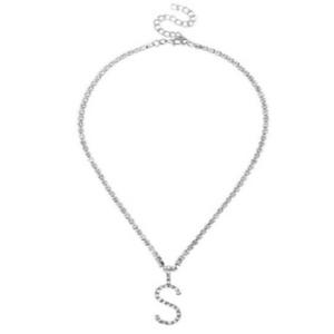 Bling Me Out- Rhinestone Crystal Letter Charm Necklace